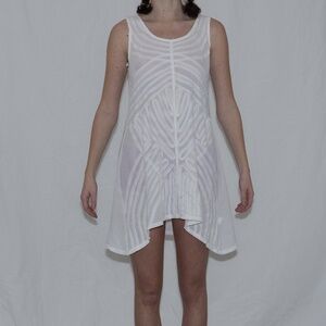 Y2k textured white mini dress size small michael farrell polyester spandex